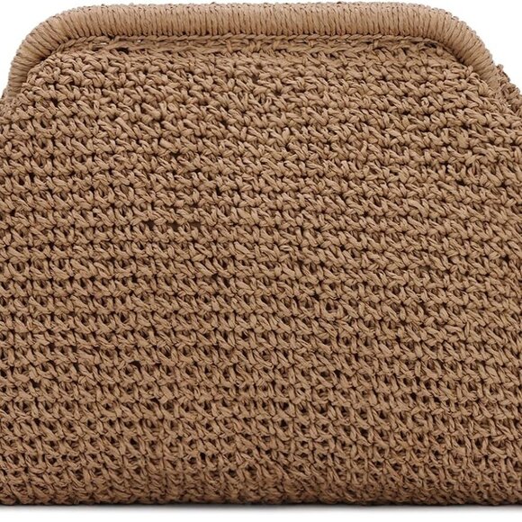 Dumpling Shape Wicker Handbag with Kiss Lock - Lightweight Summer Essential - Picture 1 of 7